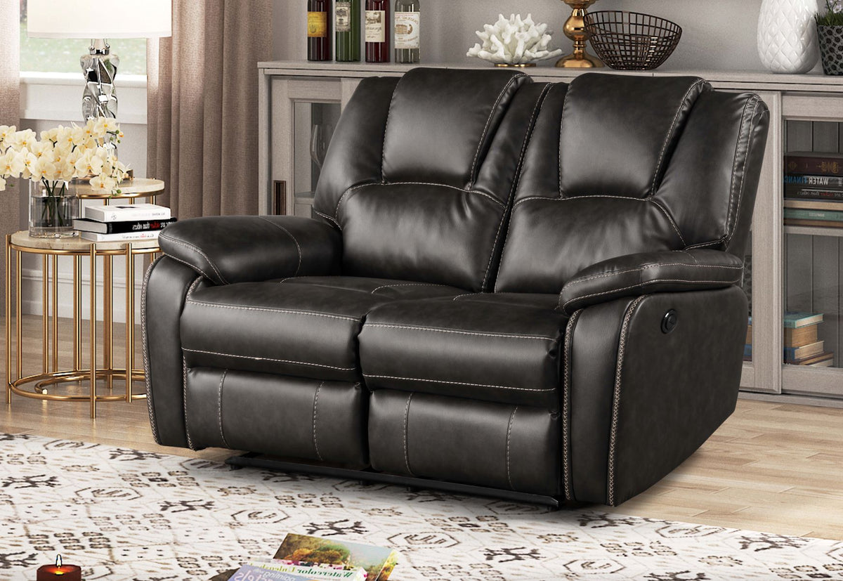 SOFA & LOVESEAT POWER RECLINER AIR LEATHERETTE DARK GRAY ML8089