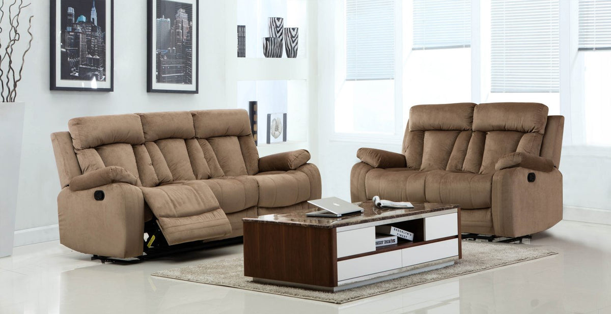 2PCS RECLINER BEIGE SOFA AND LOVESEAT #9760GU