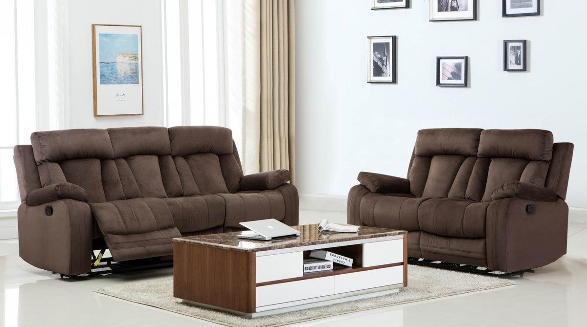 2PCS BROWN RECLINER SOFA AND LOVESEAT #9760