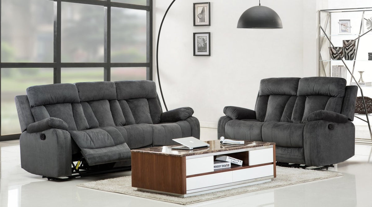 2PCS RECLINER GRAY SOFA AND LOVESEAT #9760GU