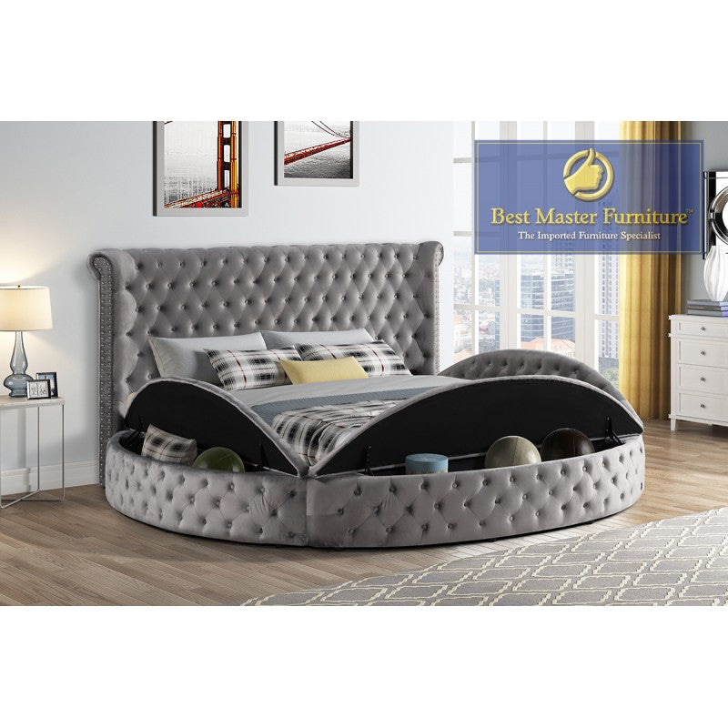 ROUND BED With Storage BMYY138 Xelence Furniture