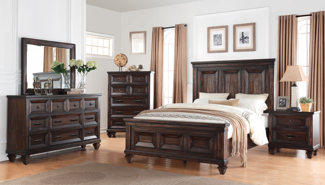 QUEEN BEDROOM SET 4PC-SEVILLA WALNUT-NC