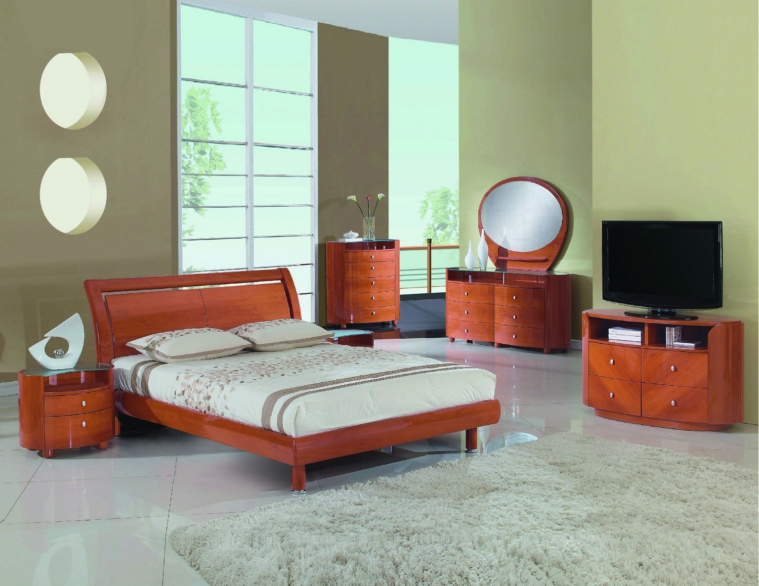 4PCS QUEEN CHERRY BEDROOM SET #COSMO GU