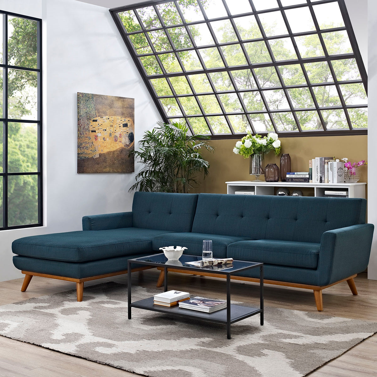 Left-Facing Sectional Sofa in Azure EEI-2068-AZU-SET