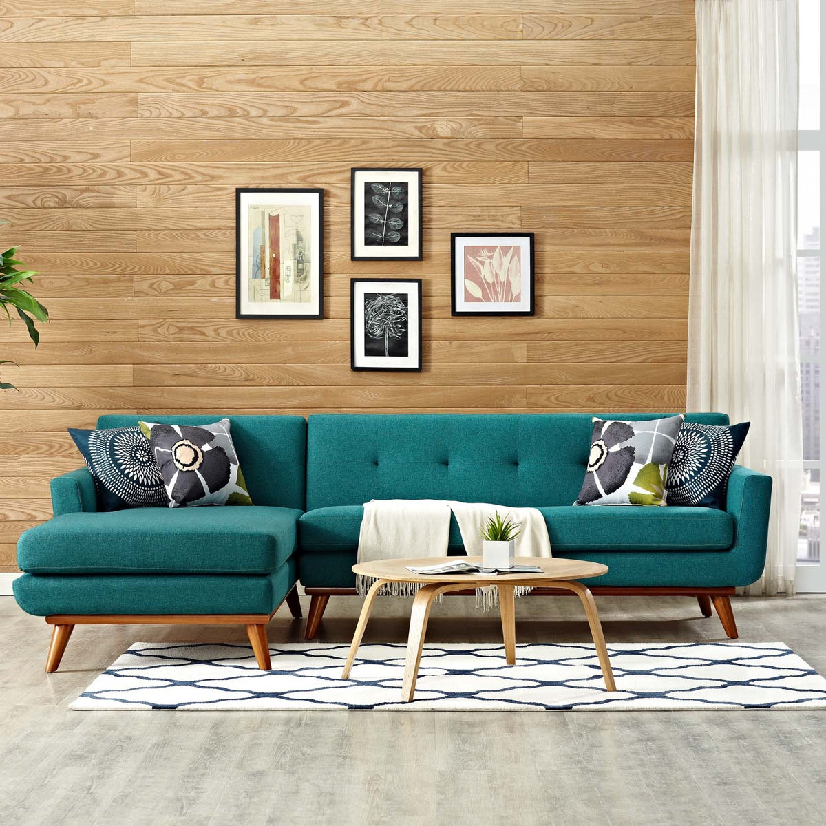 Left-Facing Sectional Sofa in Azure EEI-2068-AZU-SET