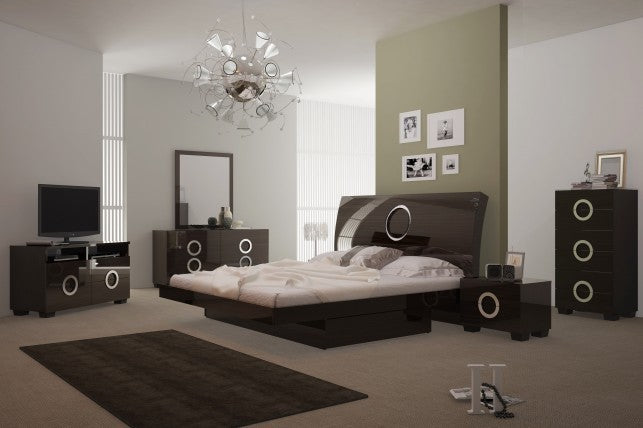 4PCS QUEEN WENGE BEDROOM SET #MONTE CARLO GU