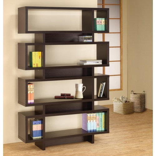 Cappuccino Finish Open Bookcase 800307-COA