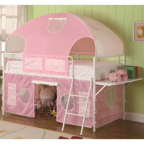 White & Pink Tent Bunk Bed 460202-COA