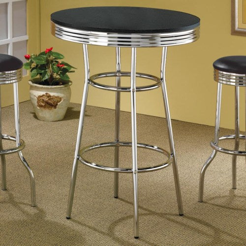 Cleveland 50's Soda Fountain Bar Table with Black Top-TABLE ONLY-COA