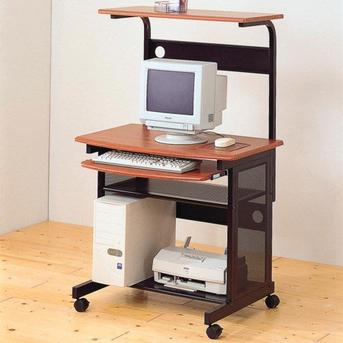 Casual Contemporary Computer Unit with Computer Storage and Casters