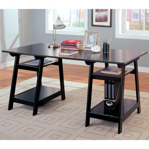 Casual Double Pedestal Desk with Open Shelves
