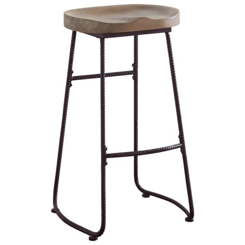 Dining Chairs and Bar Stools Rustic Bar Stool with Saddle Seat-COA