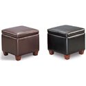 Faux Leather Storage Cube Ottoman 500902-COA