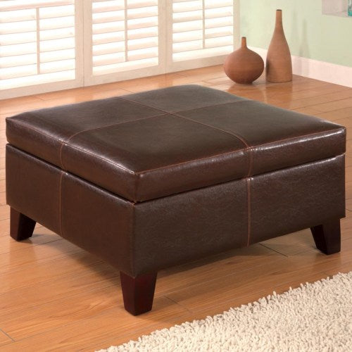 Square Faux Leather Storage Ottoman 501042-COA