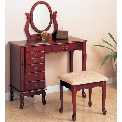 Vanities Traditional Vanity and Stool with Fabric Seat