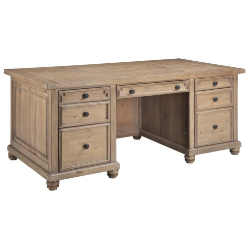 Florence Double Pedestal Desk with Rustic Finish