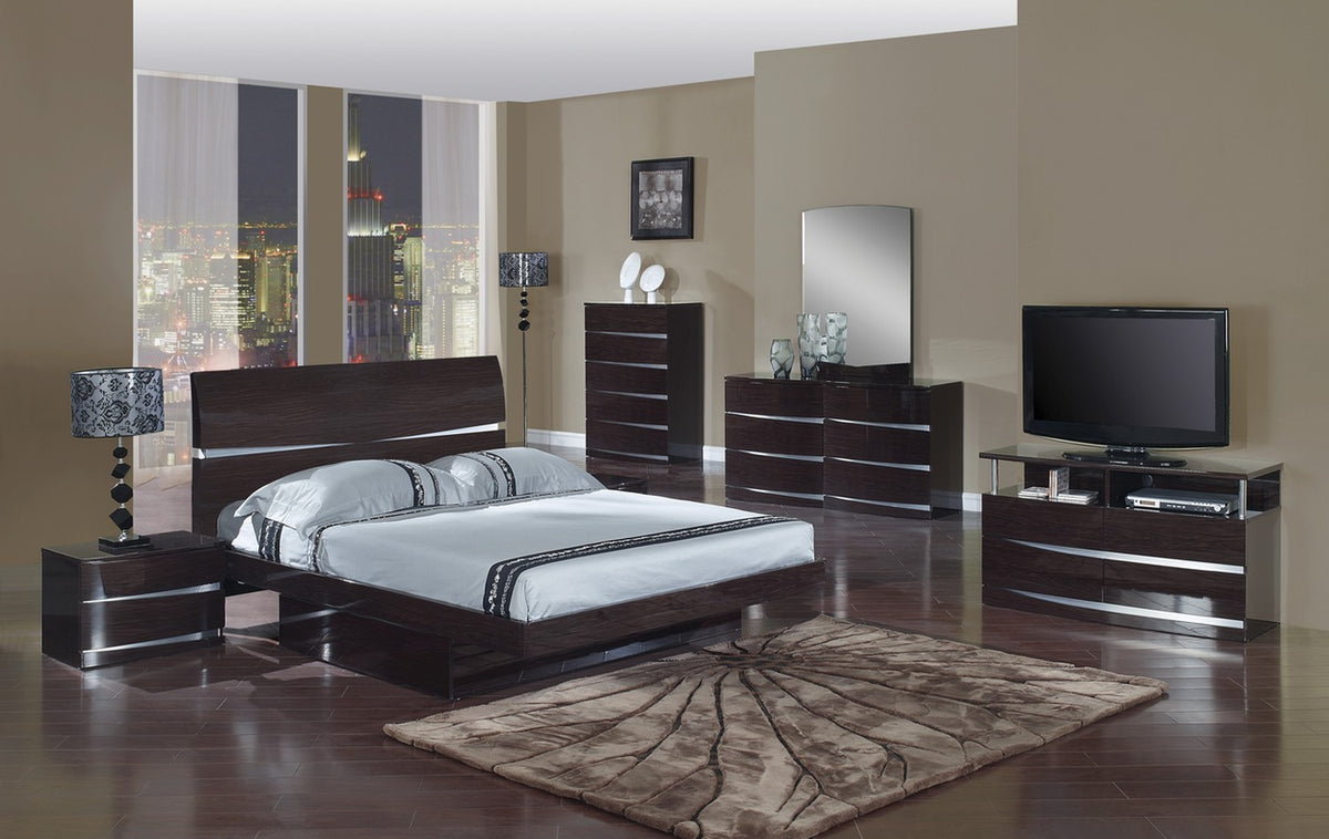 4PCS QUEEN WENGE BEDROOM SET #WYNN GU