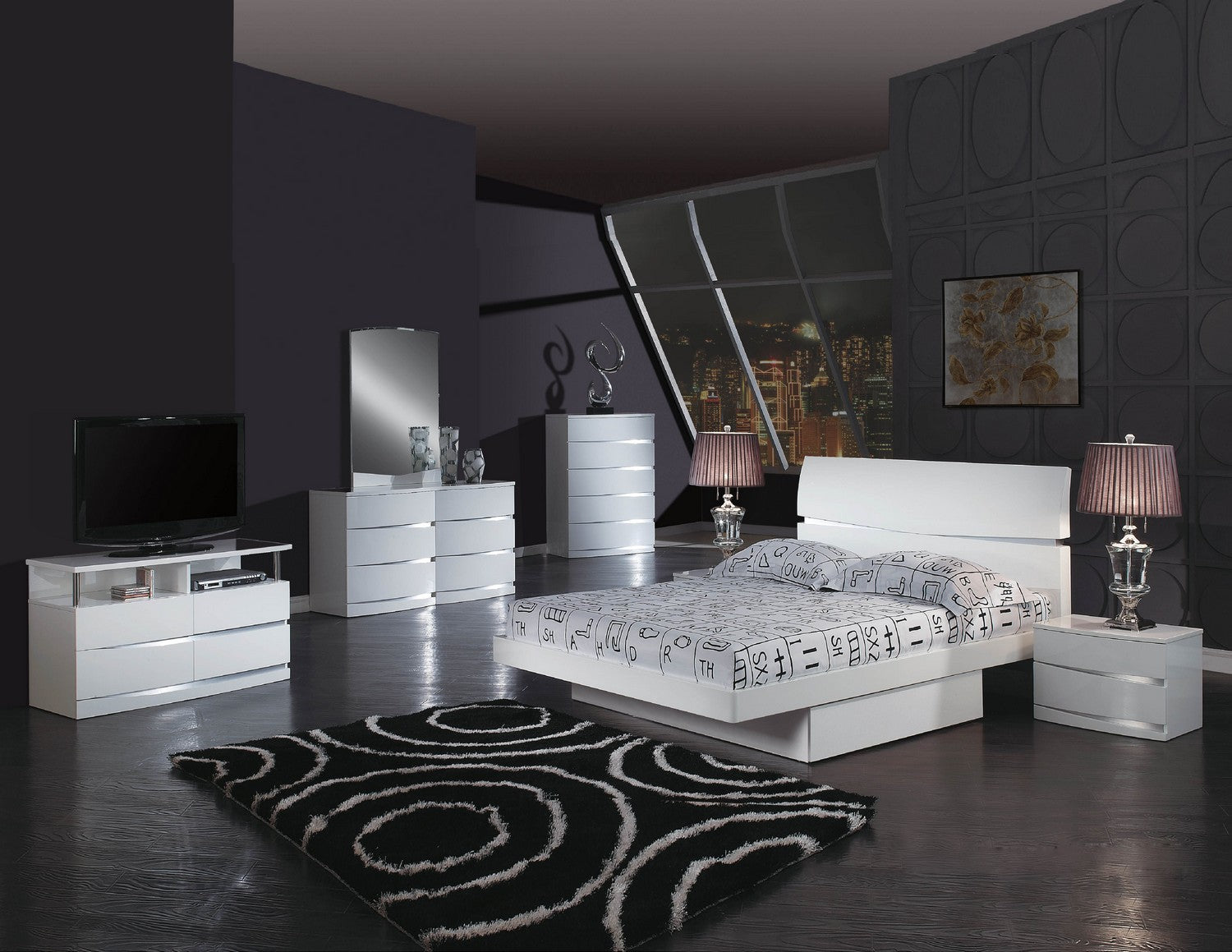 4PCS QUEEN WHITE BEDROOM SET #WYNN GU