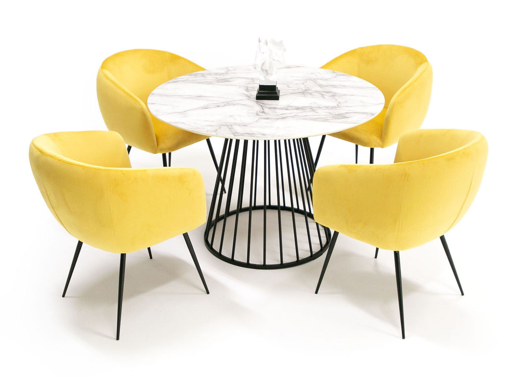 MODERN ROUND WHITE AND BLACK DINING TABLE 257012-VIG