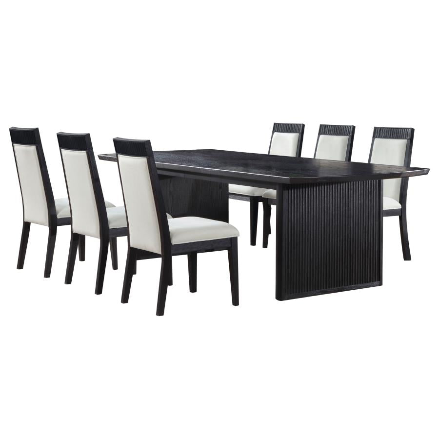 7-piece Extension Leaf Dining Table Set Black 108231-S7A CST