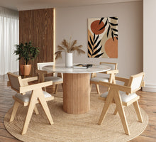 Load image into Gallery viewer, WHITE MARBLE &amp; MANGO ROUND DINING TABLE 1120-VIG