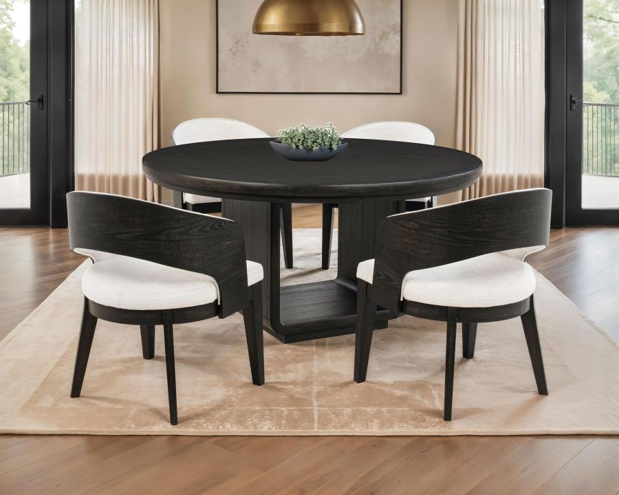5-piece Round Dining Table Set Burnished Black 115390-S5A CST