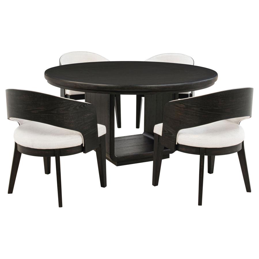5-piece Round Dining Table Set Burnished Black 115390-S5A CST
