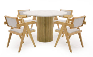 WHITE MARBLE & MANGO ROUND DINING TABLE 1120-VIG