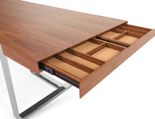 Load image into Gallery viewer, MODERN WALNUT AND STAINLESS STEEL DINING TABLE 2203T-VIG