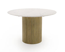Load image into Gallery viewer, WHITE MARBLE &amp; MANGO ROUND DINING TABLE 1120-VIG