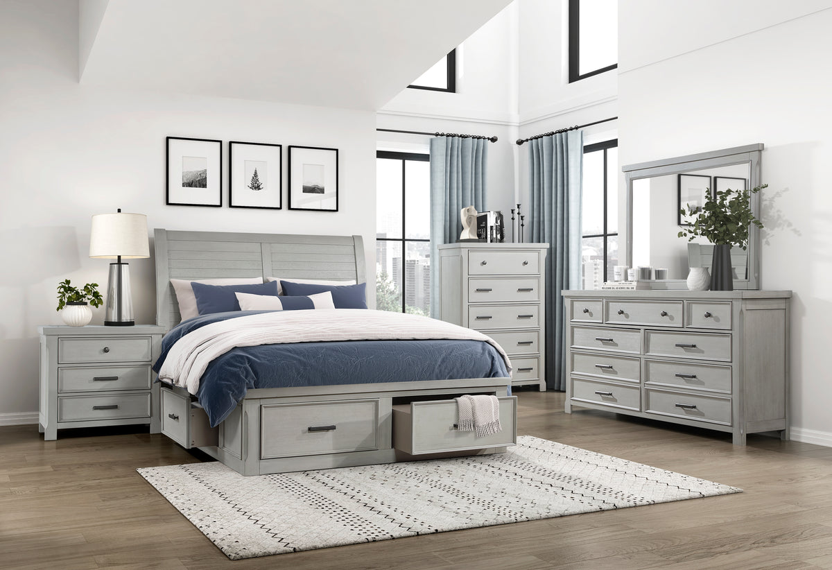 Queen Platform Bed with Storage Footboard and Side Rails 1337-1 HME