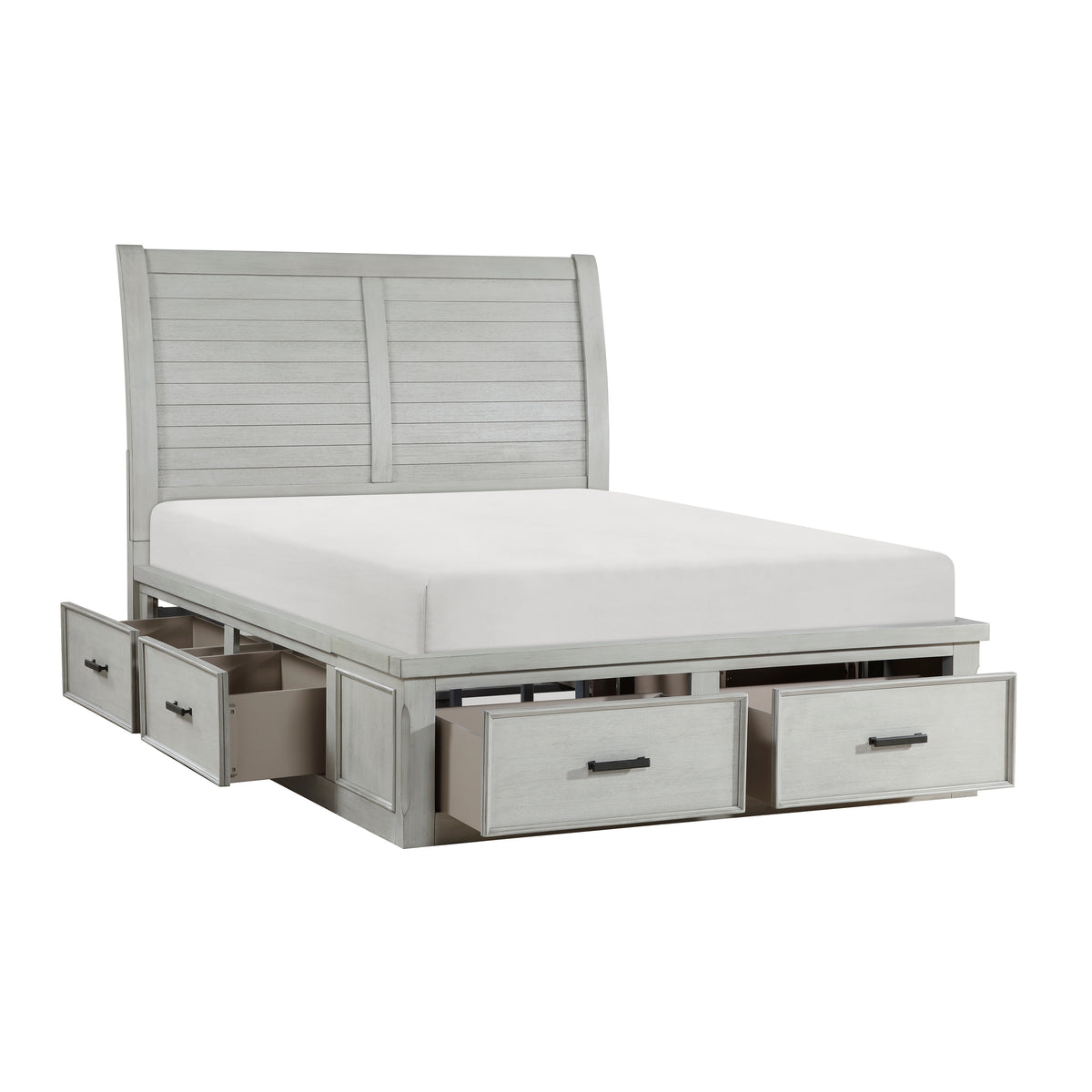 Queen Platform Bed with Storage Footboard and Side Rails 1337-1 HME