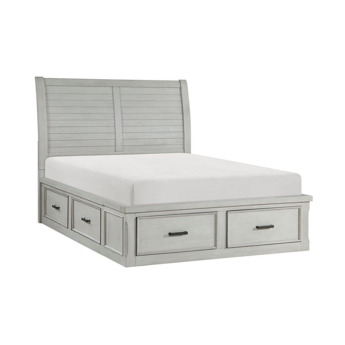 Queen Platform Bed with Storage Footboard and Side Rails 1337-1 HME