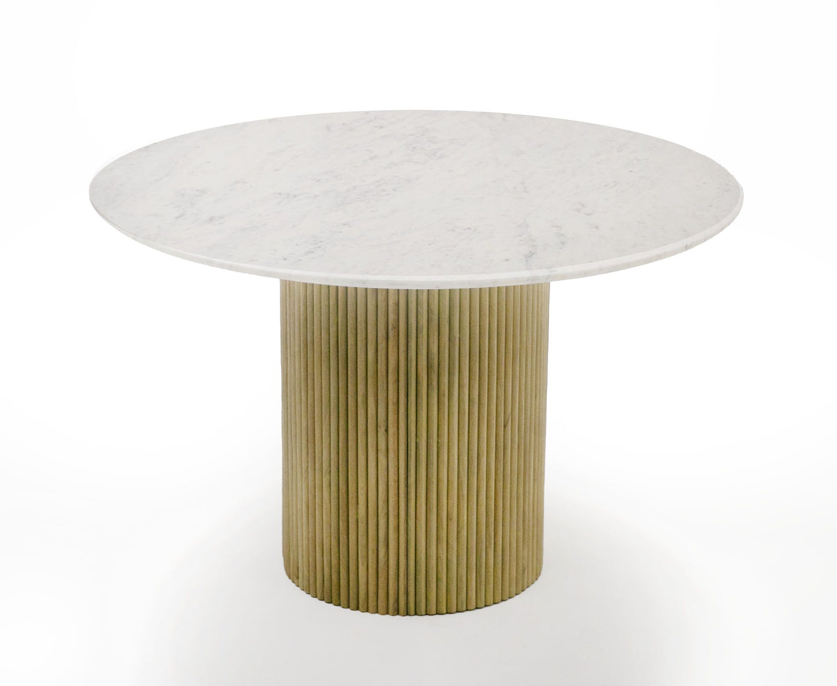WHITE MARBLE & MANGO ROUND DINING TABLE 1120-VIG