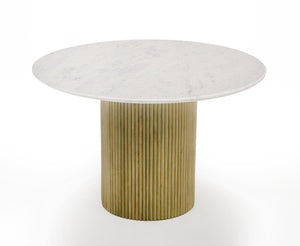 WHITE MARBLE & MANGO ROUND DINING TABLE 1120-VIG