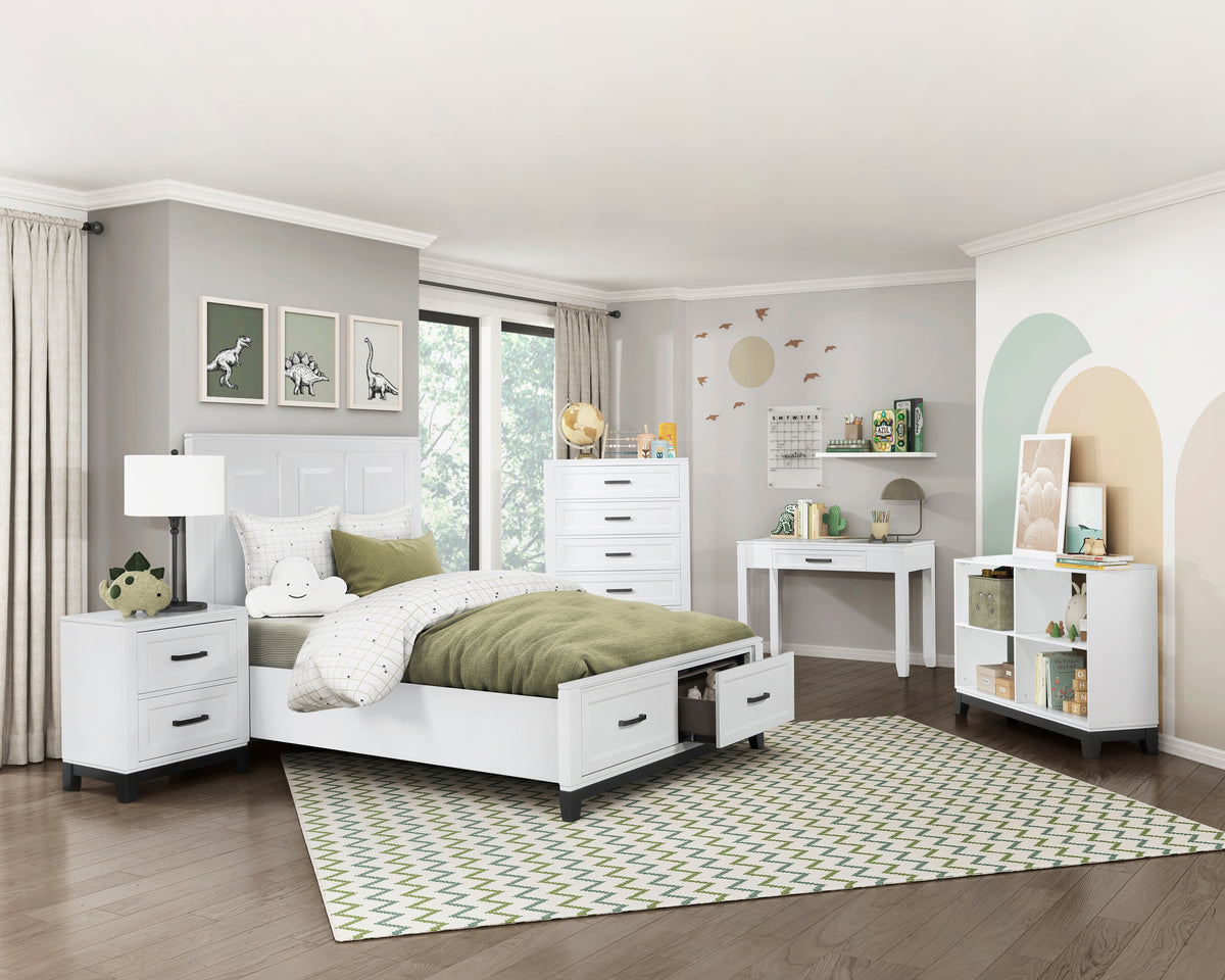 Queen Platform Bed with Footboard Storage 1450WH-1 HME