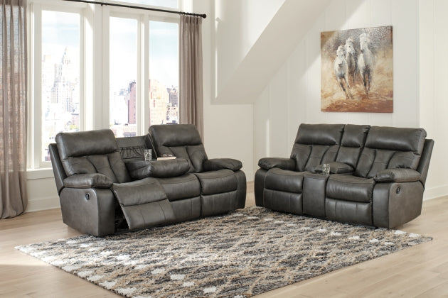 POWER RECLINING SOFA AND LOVESEAT 1480189/94-ASH