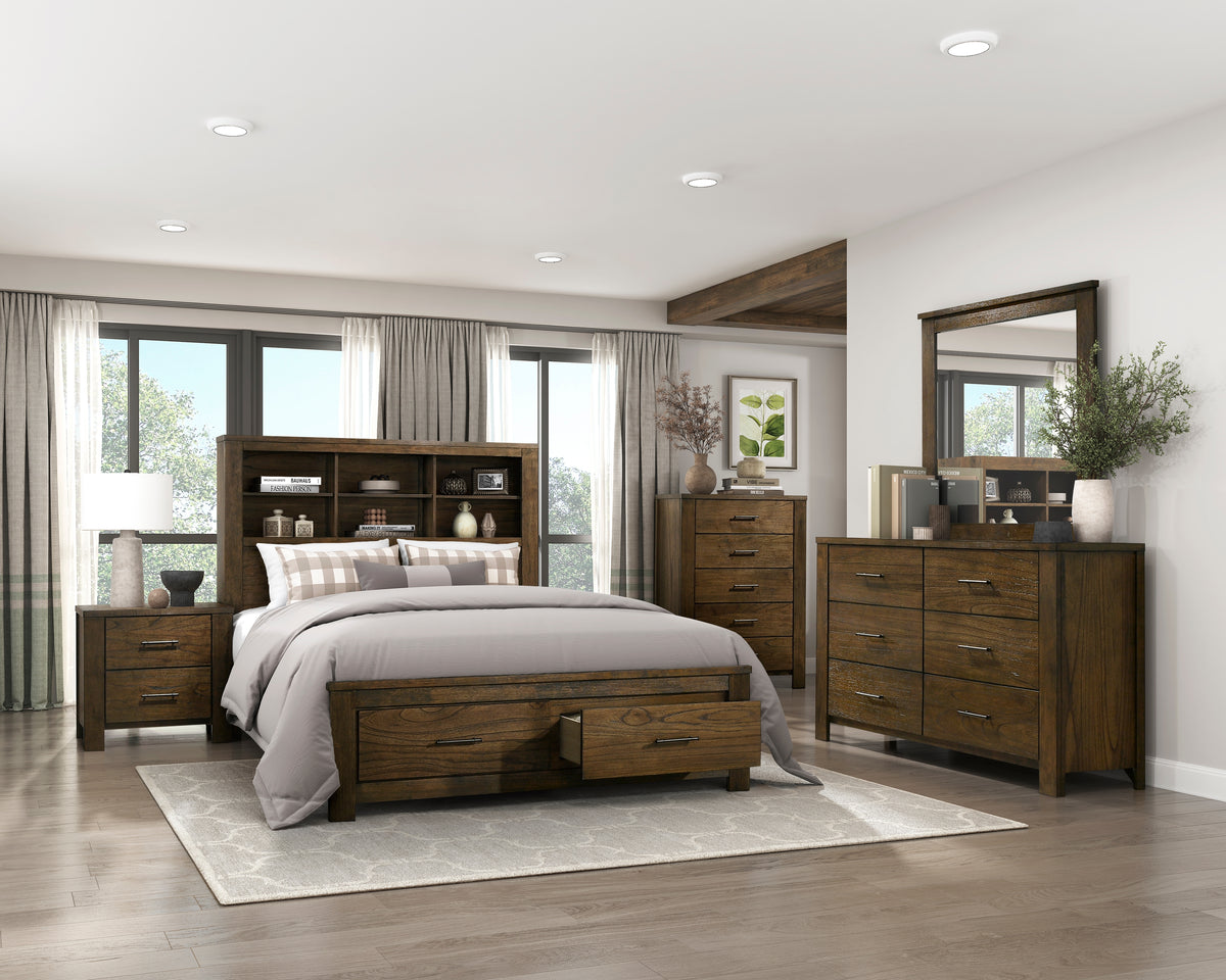 Queen Platform Bed with Footboard Storage 1592-1 HME