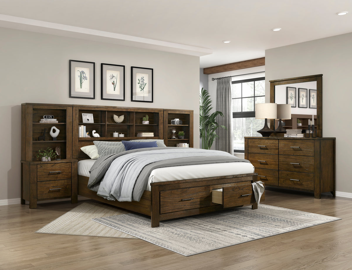 Queen Platform Bed with Footboard Storage 1592-1 HME