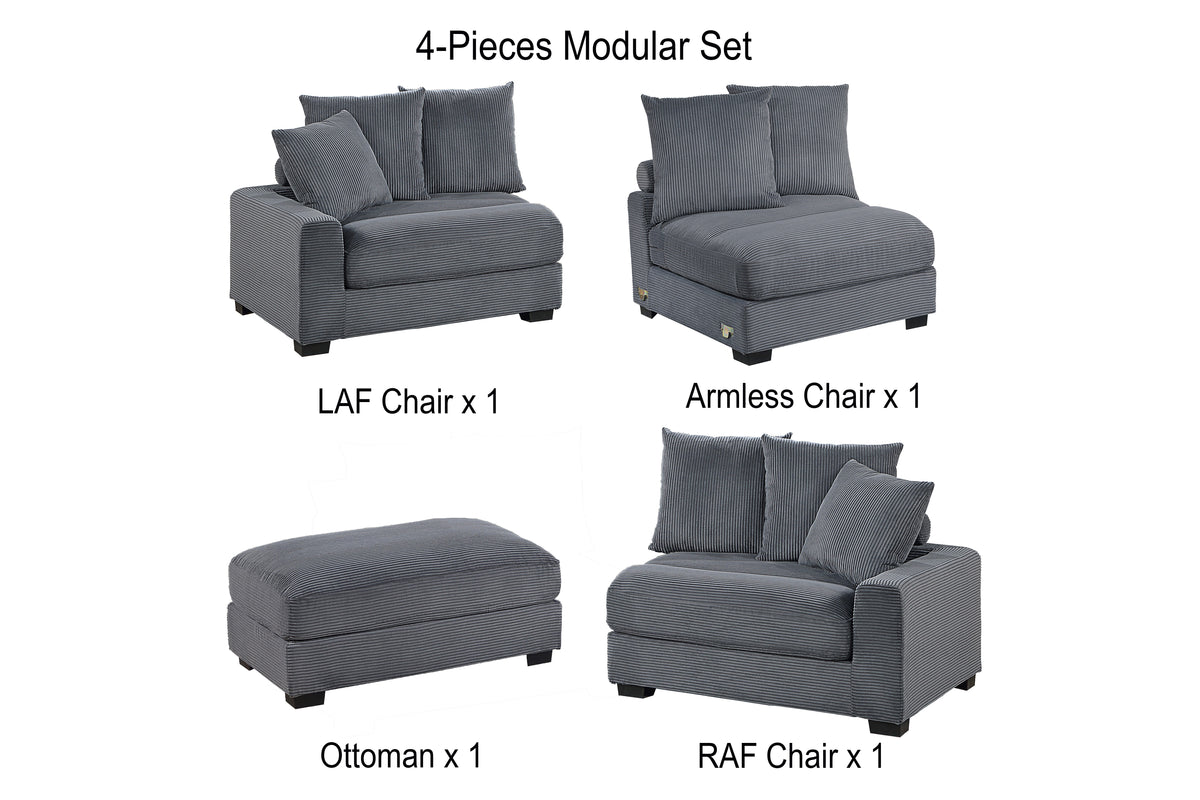 4-Pc Set - Dark Gray