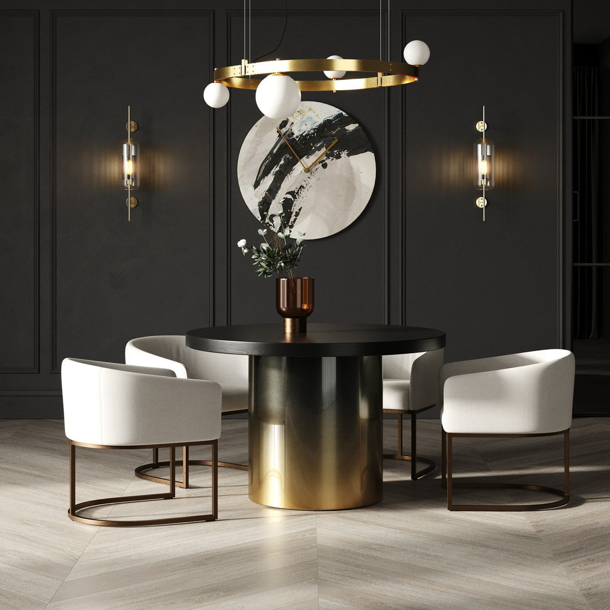 GRADIENT STAINLESS STEEL ROUND DINING TABLE 1658A-VIG