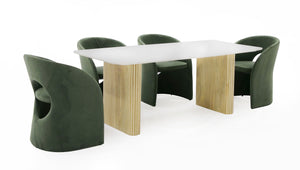 WHITE MARBLE & MANGO RECTANGULAR DINING TABLE 1200-VIG