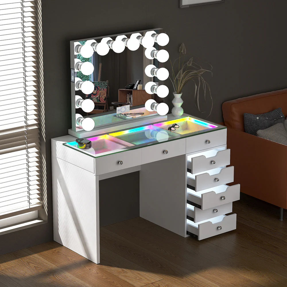 VANITY DESK & MIRROR WITH 8 DRAWERS VNT DNA