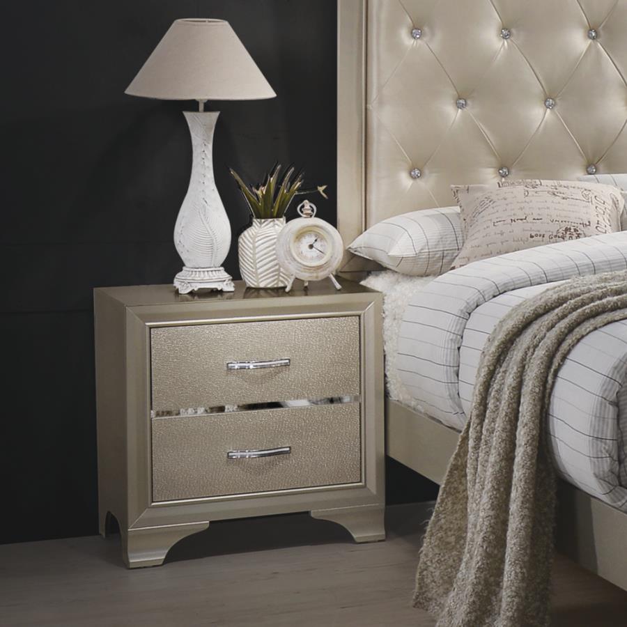 Beaumont Glamorous Nightstand with Two Drawers 205292 COA