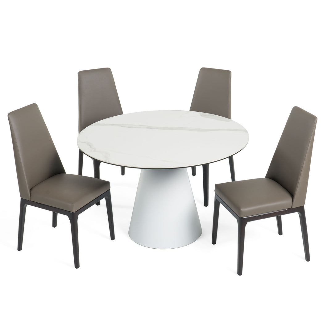 ROUND WHITE CARAMIC DINING TABLE 8744-VIG