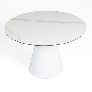 ROUND WHITE CARAMIC DINING TABLE 8744-VIG