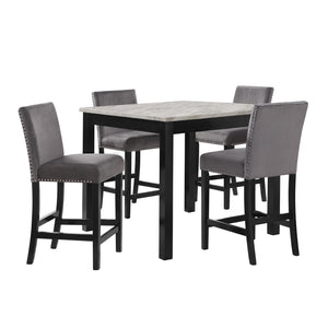 CELESTE 5PC 42" MARBLE FINISH COUNTER TABLE & 4 CHAIRS-NC