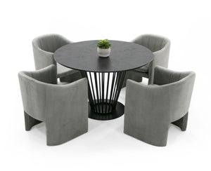 MODERN BLACK ROUND DINING TABLE 2599-VIG