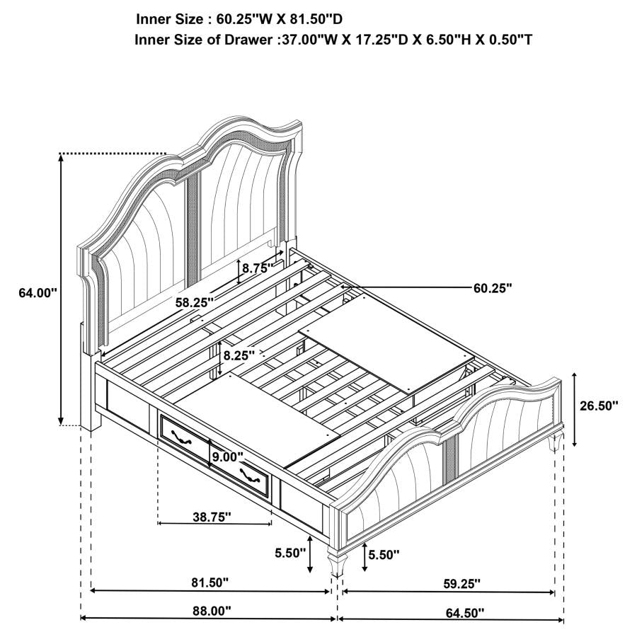 4PCS QUEEN BEDROOM SET /223390Q-S4-COA