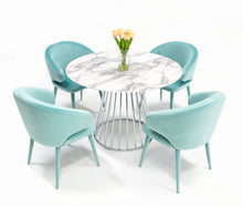 Load image into Gallery viewer, MODERN WHITE AND SILVER ROUND DINING TABLE 0257-VIG